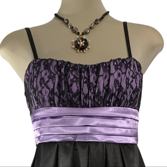 BWear purple and black Satin Fit Flare Dress Size9 - Picture 3 of 8
